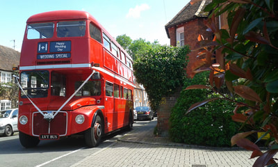 Many a country village accommodates a shiny double decker wedding bus. This 1965 Routemaster can carry 72 passengers, or guests, as you may prefer to call them!