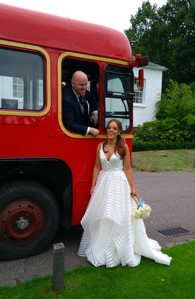 Wedding bus for Charlotte and Michael at Pembroke Lodge in Richmond Park.
Double deckers aren't allowed in London's Royal Parks but single deckers are.